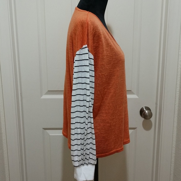 Orange black and cream striped top - Picture 2 of 5